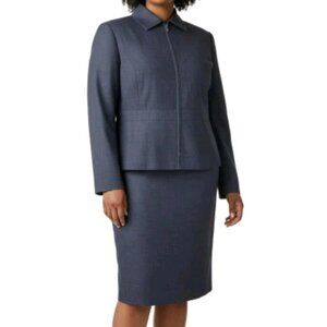 Amanda Smith Midi Skirt Suit 18W Gray Zip Jacket Zipper Cuffs Below Knee Lined